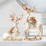 Maxbell 2Pcs Deer Statues Collection Tabletop Ornaments for Cabinet Desk Living Room