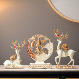 Maxbell 2Pcs Deer Statues Collection Tabletop Ornaments for Cabinet Desk Living Room