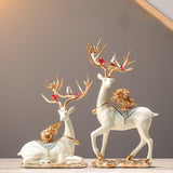 Maxbell 2Pcs Deer Statues Collection Tabletop Ornaments for Cabinet Desk Living Room