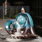 Maxbell Backflow Incense Holder Figurine Creative Aroma Ornament for Desk Table Yoga