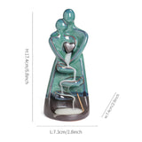 Maxbell Ceramic Backflow Incense Burner Statue Couple Flow Incense Burner for Office