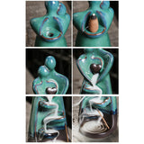 Maxbell Ceramic Backflow Incense Burner Statue Couple Flow Incense Burner for Office