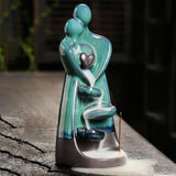 Maxbell Ceramic Backflow Incense Burner Statue Couple Flow Incense Burner for Office
