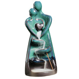 Maxbell Ceramic Backflow Incense Burner Statue Couple Flow Incense Burner for Office