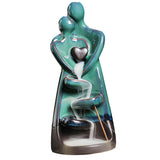 Maxbell Ceramic Backflow Incense Burner Statue Couple Flow Incense Burner for Office