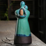Maxbell Ceramic Backflow Incense Burner Statue Couple Flow Incense Burner for Office