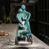 Maxbell Ceramic Backflow Incense Burner Statue Couple Flow Incense Burner for Office