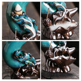 Maxbell Backflow Incense Burner Gift Table Centerpiece for Spa Table Living Room Blue