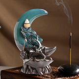 Maxbell Backflow Incense Burner Gift Table Centerpiece for Spa Table Living Room Blue