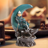 Maxbell Backflow Incense Burner Gift Table Centerpiece for Spa Table Living Room Blue