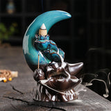 Maxbell Backflow Incense Burner Gift Table Centerpiece for Spa Table Living Room Blue