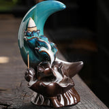 Maxbell Backflow Incense Burner Gift Table Centerpiece for Spa Table Living Room Blue