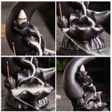 Maxbell Backflow Incense Burner Gift Table Centerpiece for Spa Table Living Room Black