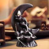 Maxbell Backflow Incense Burner Gift Table Centerpiece for Spa Table Living Room Black