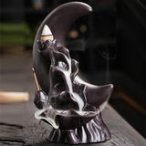 Maxbell Backflow Incense Burner Gift Table Centerpiece for Spa Table Living Room Black