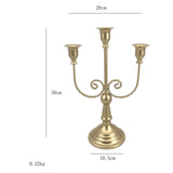 Maxbell 3 Arms Candle Holder Metal Candelabra for Dining Table Party Home Decoration golden