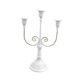 Maxbell 3 Arms Candle Holder Metal Candelabra for Dining Table Party Home Decoration white