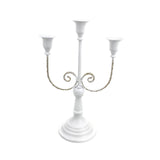 Maxbell 3 Arms Candle Holder Metal Candelabra for Dining Table Party Home Decoration white