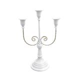 Maxbell 3 Arms Candle Holder Metal Candelabra for Dining Table Party Home Decoration white