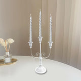 Maxbell 3 Arms Candle Holder Metal Candelabra for Dining Table Party Home Decoration white