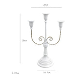 Maxbell 3 Arms Candle Holder Metal Candelabra for Dining Table Party Home Decoration white