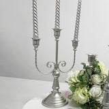Maxbell 3 Arms Candle Holder Metal Candelabra for Dining Table Party Home Decoration silvery
