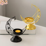 Maxbell Moon Shaped Tea Light Candle Holder Candle Stand for Wedding Decor Reusable Star Golden