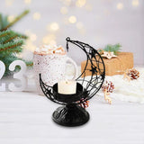 Maxbell Moon Shaped Tea Light Candle Holder Candle Stand for Wedding Decor Reusable Star Black