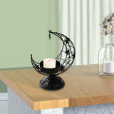 Maxbell Moon Shaped Tea Light Candle Holder Candle Stand for Wedding Decor Reusable Star Black
