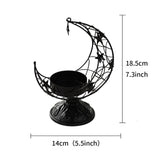 Maxbell Moon Shaped Tea Light Candle Holder Candle Stand for Wedding Decor Reusable Star Black