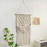 Maxbell Macrame Wall Hanging Tapestry Storage Pocket Woven Tapestry for Bedroom Home