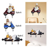 Maxbell Chef Figurine Wall Hook Decorative Wall Mount Rack Hook for Cap Hats Bakery Style A