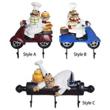 Maxbell Chef Figurine Wall Hook Decorative Wall Mount Rack Hook for Cap Hats Bakery Style A