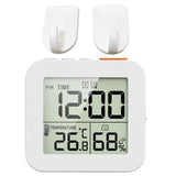 Maxbell Digital Alarm Clock Digital Bathroom Clock for Bedroom Dormitory Living Room 2Pcs Hooks White