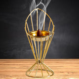 Maxbell Arabic Incense Burner Modern Incense Cone Holder for Desktop Home Decor Gold
