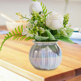 Maxbell Artificial Potted Rose Flower Ceramic Vase Bonsai for Indoor Farmhouse Decor White