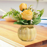 Maxbell Artificial Potted Rose Flower Ceramic Vase Bonsai for Indoor Farmhouse Decor Yellow