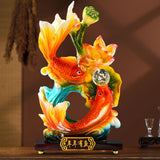 Maxbell Chinese Feng Shui Fish Statue Good Luck Sculpture for Living Room Office