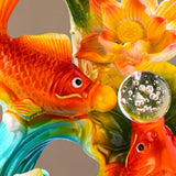 Maxbell Chinese Feng Shui Fish Statue Good Luck Sculpture for Living Room Office