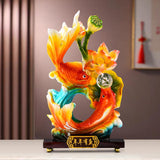 Maxbell Chinese Feng Shui Fish Statue Good Luck Sculpture for Living Room Office