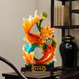 Maxbell Chinese Feng Shui Fish Statue Good Luck Sculpture for Living Room Office