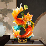 Maxbell Chinese Feng Shui Fish Statue Good Luck Sculpture for Living Room Office