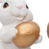 Maxbell 1 Pair Mini Easter Bunny Statue Resin Material Table Ornament for Patio Lawn