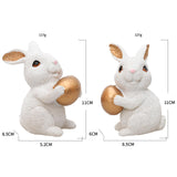 Maxbell 1 Pair Mini Easter Bunny Statue Resin Material Table Ornament for Patio Lawn