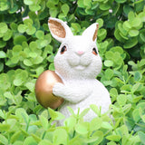 Maxbell 1 Pair Mini Easter Bunny Statue Resin Material Table Ornament for Patio Lawn