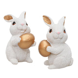Maxbell 1 Pair Mini Easter Bunny Statue Resin Material Table Ornament for Patio Lawn