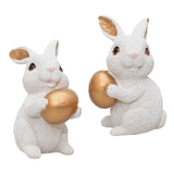 Maxbell 1 Pair Mini Easter Bunny Statue Resin Material Table Ornament for Patio Lawn