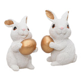 Maxbell 1 Pair Mini Easter Bunny Statue Resin Material Table Ornament for Patio Lawn
