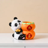 Maxbell Panda Pen Holder Creative Home Decor Pen Pencil Holder for Desk School Girls Orange