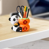 Maxbell Panda Pen Holder Creative Home Decor Pen Pencil Holder for Desk School Girls Orange